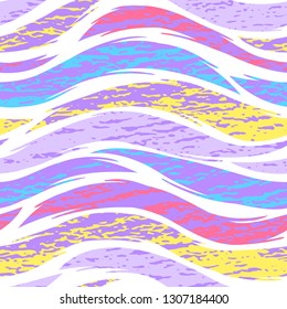 Vector Kids horizontal waves colorful seamless pattern. Striped surface design isolated on white background.