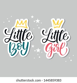 Vector kids illustration of lettering for invitation and greeting card, cake toppers, prints and posters. Calligraphic elements for design of baby birthdays and parties for girls and boys 