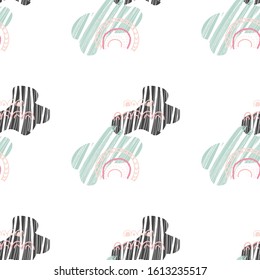 Vector kids pattern with cute native cloud. Cute scandinavian seamless background in calm colors