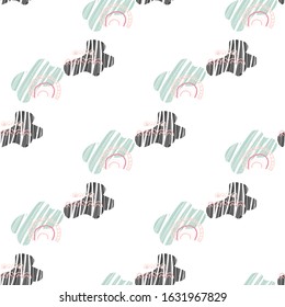 Vector kids pattern with cute native cloud. Cute scandinavian seamless background in calm colors