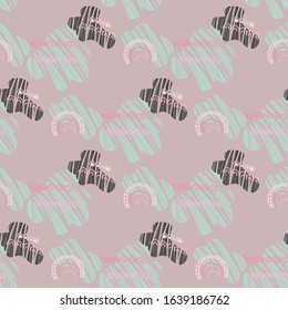 Vector kids pattern with cute native cloud. Cute scandinavian seamless background in calm colors