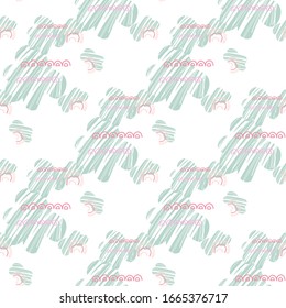 Vector kids pattern with cute native cloud. Cute scandinavian seamless background in calm colors