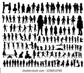 vector, kids silhouettes collection