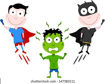 vector kids superhero - Separate layers for easy editing
