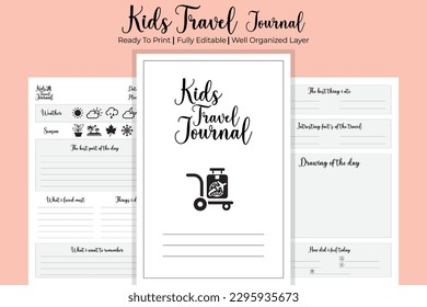 Vector kids travel journal kdp interior	