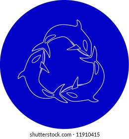 Vector killer whale icon. Blue and white. Simply change. In my portfolio there is version 4 in 1.
