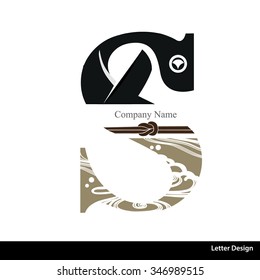 Vector of Kimono style alphabet tape S. Traditional Japanese style.