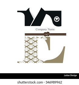 Vector of Kimono style alphabet tape E. Traditional Japanese style.