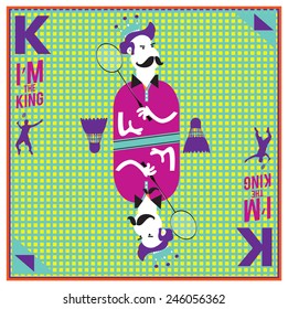 vector king of badminton card illustration