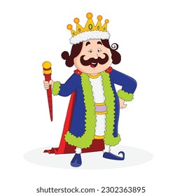 vector a king with a blue robe cartoon character