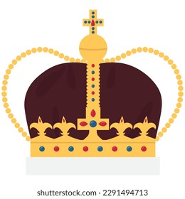 Vector king crown icon. Royal queen crown, princess isolated on white