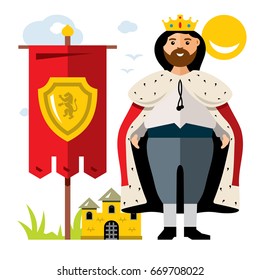 Vector King. Flat style colorful Cartoon illustration.
