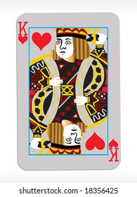rey vectorial del corazón sobre fondo de cartas de juego abstractas