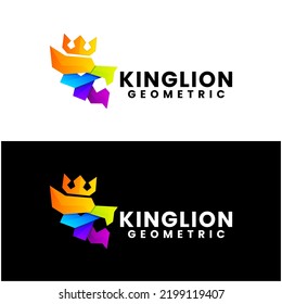 Vector king lion logo design colorful gradient