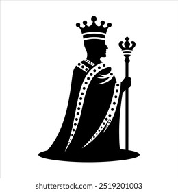 Vector king silhouette with white background 