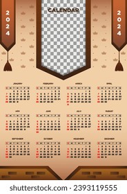 Plantilla de Calendario 2024 del Reino de los vectores