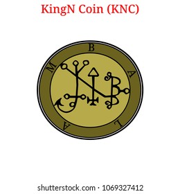 Vector KingN Coin (KNC) digital cryptocurrency logo. KingN Coin (KNC) icon. Vector illustration isolated on white background.