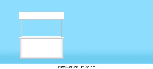 vector kiosk display, promotion counter stand show, counter stand for retail booth promo, kiosk advertising, counter stall for advertisement, 3D illustration