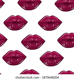 Vektorküssen-Konzept. Rosa Lippenmuster.