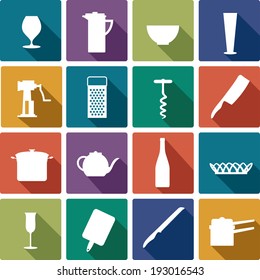 iconos de color de cocina vectorial
