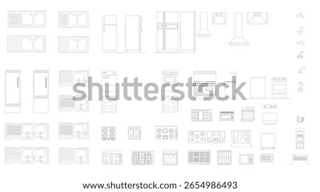 Vector Kitchen Equipment Blocks for AutoCAD – Top View and Elevation Layouts