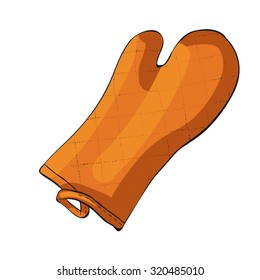 Vector kitchen glove and potholder on white background
