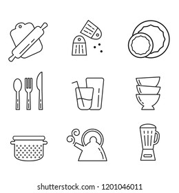 Vector kitchen icon set line art 2