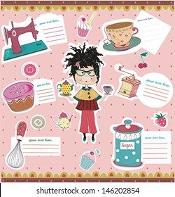 Vector kitchen Icons and recipe tags