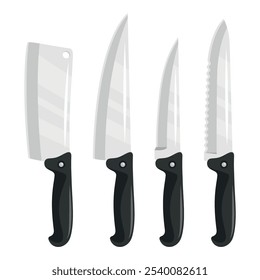 Vector Kitchen Knife Icon Set, Isolated. Various Kitchen Knives Design Templates, Chef Kitchen Knife