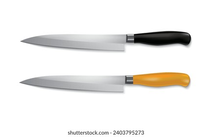 Vector kitchen knives isolated on white background.