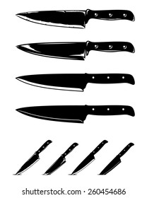 Vector Kitchen Knives Isolated on White