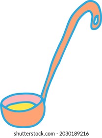 vector kitchen ladle whipping cooking food. Colored kitchen utensils pink blue yellow