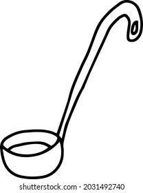 cocina vectorial ladle azotando comida para cocinar. Utensilios de cocina de colores amarillo rosa azul