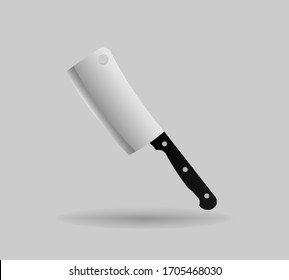 vector, kitchen meat knife (hatchet), isolated on gray background