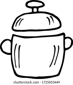 Vector kitchen pan drawing liner icon pictogram