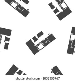 Vector kitchen room icon seamless pattern on a white background.