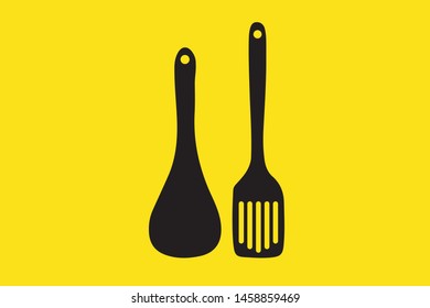 vector kitchen spatula icon design elements illustration on yellow background