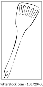 Vector kitchen spatula. Outline illustration with Kitchen Utensils isolated on a white background. Template for graphic design of packaging, backgrounds, banners or menu. Vector stock illustration