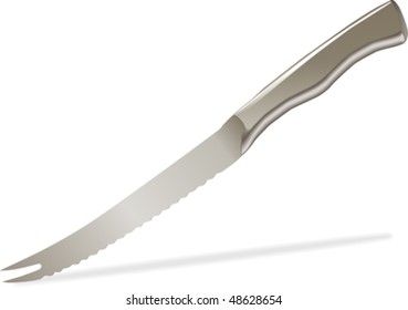 vector kitchen tomato utility knife with stainless handle.