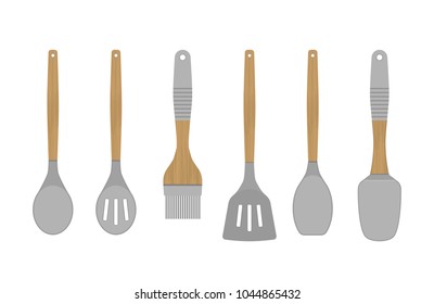 Vector kitchen tools on a white background.