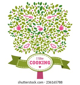 Vector kitchen tree with banner