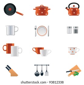 Vector Kitchenware and cooking equipment icon set