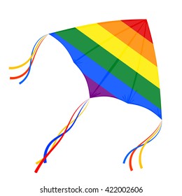 白い背景にベクターカイト ゲイの国旗のイラスト凧 同性愛コミュニティの兆候 ストックベクター画像 のベクター画像素材 ロイヤリティフリー