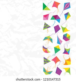 Vector kite Makar Sankranti background texture template card