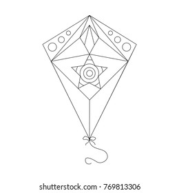 Vector kite outline illustration for Coloring Book.