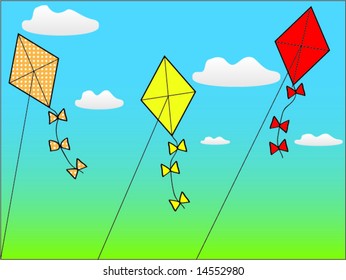 vector kite scene for backgrounds, web pages, stationary, desktop and more