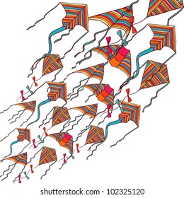 Vector kites for your design. Hand drawn illustration.