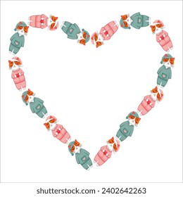 Vector kitten holding a heart on valentine's day