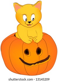 Vector Kitten in Pumpkin