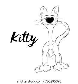 Vector Kitty. Hand drawn sketch. Page for coloring book. Doodle